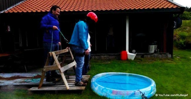 Friends trick groom into believing he's bungee jumping off an old bridge (video)