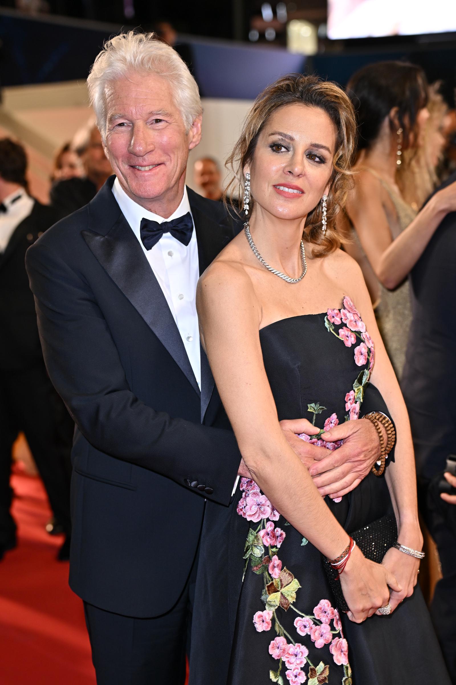 Richard Gere and Alejandra Silva at the "Oh, Canada" premiere during the 77th annual Cannes Film Festival in Cannes, France on May 17, 2024 | Source: Getty Images