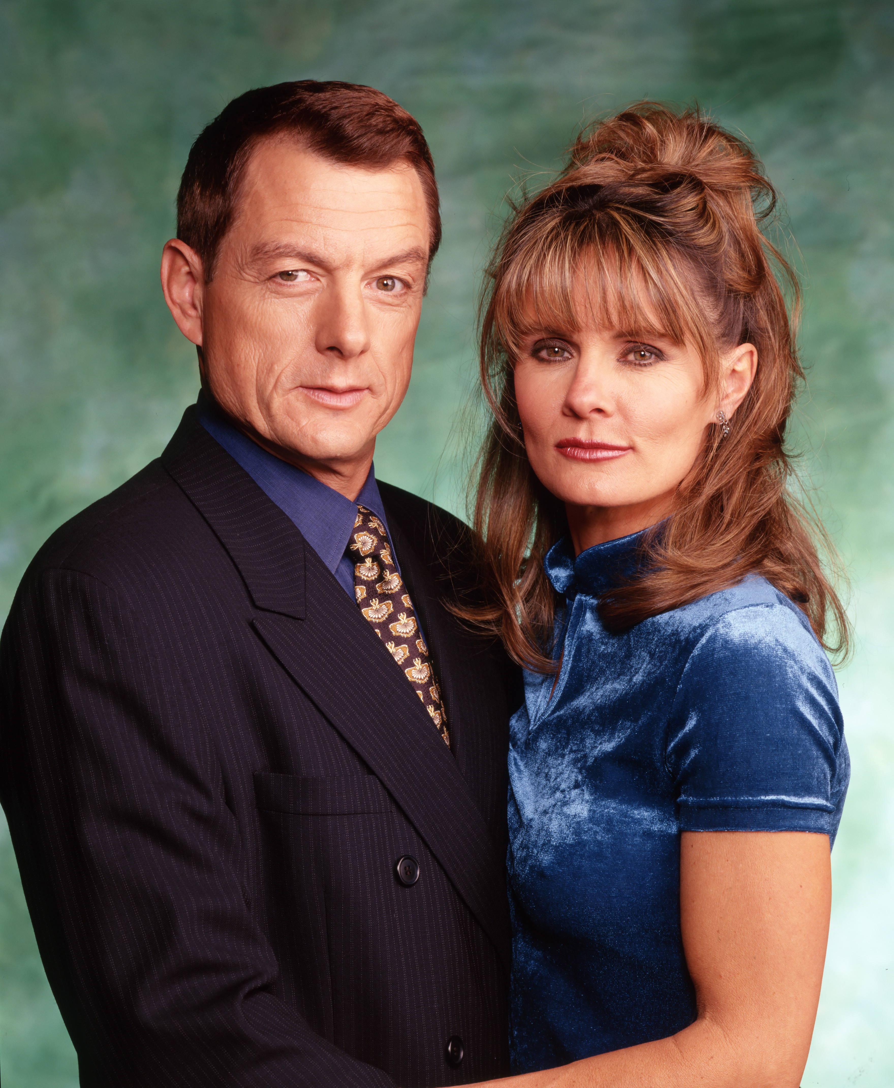 Wayne Northrop and Lynn Herring are seen posing for a promotional photo for "Port Charles," circa 1997 | Source: Getty Images