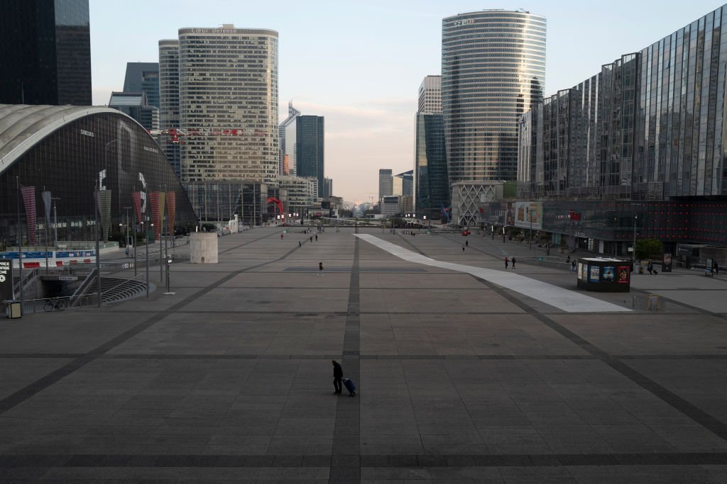 The Defense district in Paris, almost empty because of the coronavirus on March 17, 2020. I Image: Getty Images.