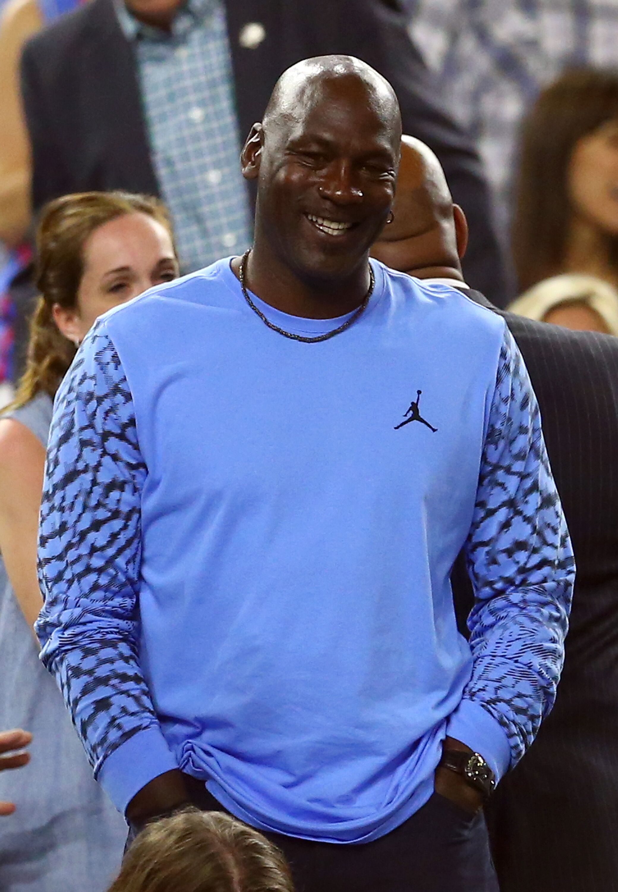 Michael Jordan reacts during the 2016 NCAA Men's Final Four National Championship. | Source: Getty Images