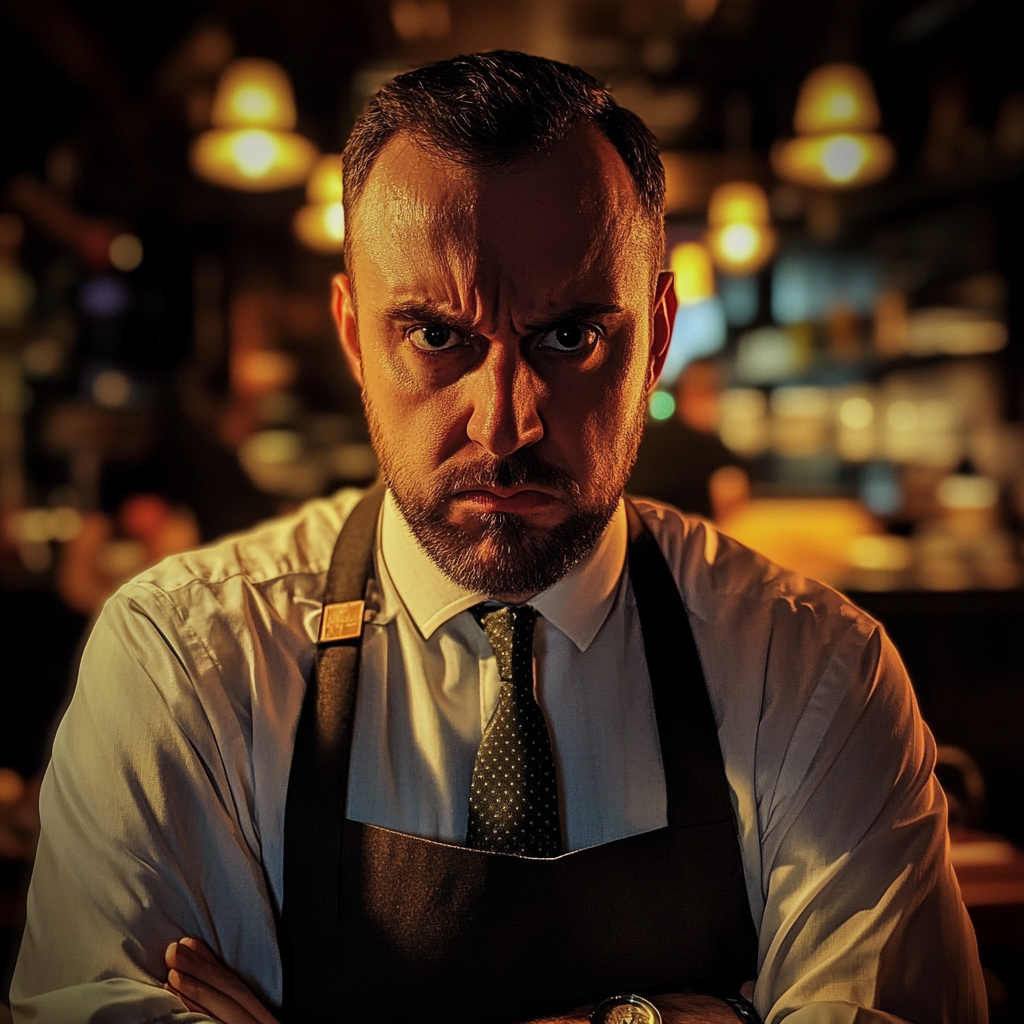 A frowning restaurant manager | Source: Midjourney