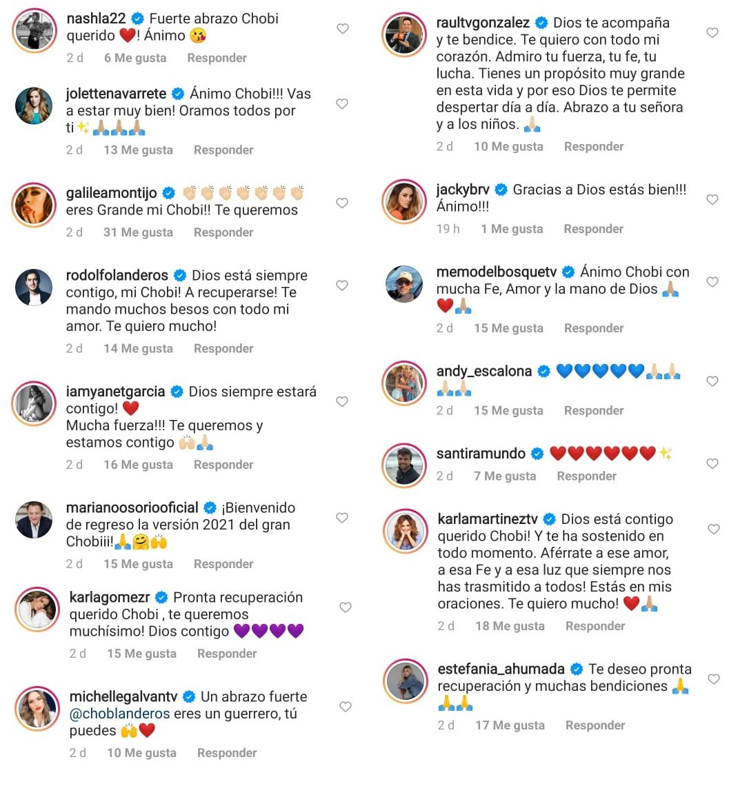 Comentarios de parte de amigos. | Foto: Captura de Instagram/choblanderos