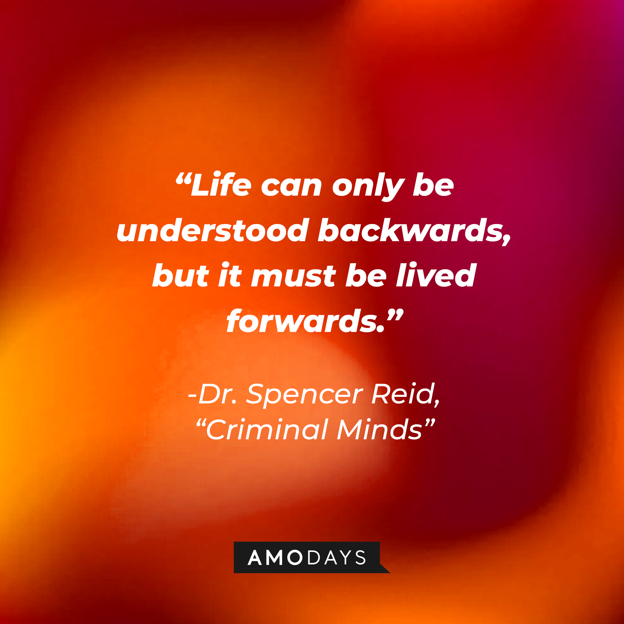 Dr. Spencer Reid's quote: “Life can only be understood backwards, but it must be lived forwards.” | Source: Amodays