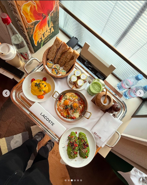 The delicious breakfast spread Ella Emhoff was treated to during her stay for the Lacoste show. | Source: Instagram/Ella Emhoff