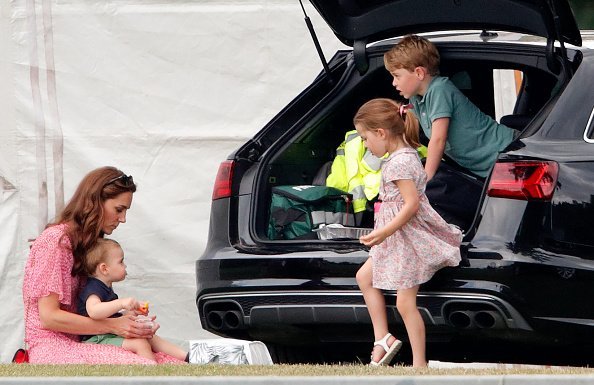 Kate Middleton, Prince Louis, Prince George, and Princess Charlotte at Billingbear Polo Club on July 10, 2019 in Wokingham, England | Photo: Getty Images