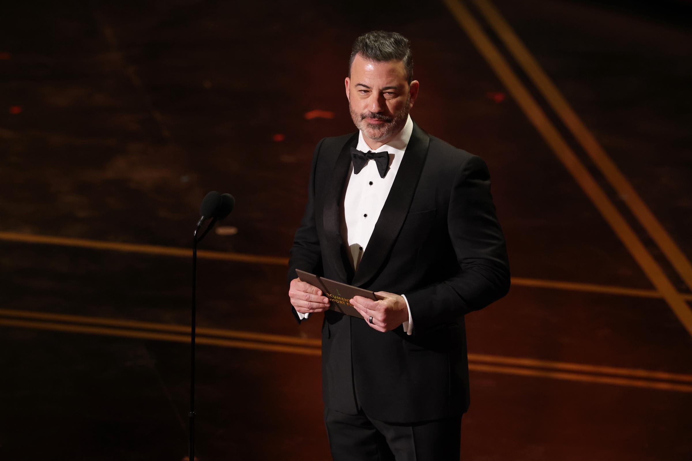 Jimmy Kimmel speaks onstage during the 98th Oscars at Dolby Theatre on March 15, 2026 in Hollywood, California | Source: Getty Images