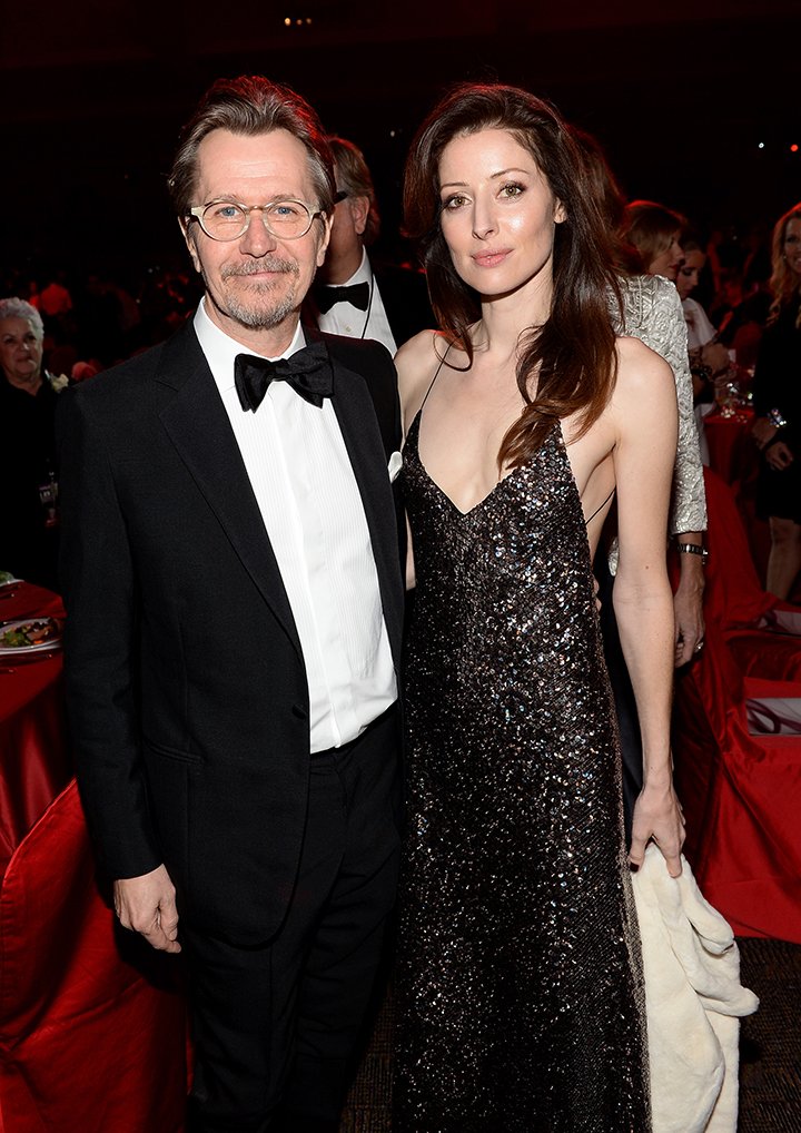 Actor Gary Oldman and his fourth wife Alexandra Edenborough attending the 25th annual Palm Springs International Film Festival in 2014. Image: Getty Images.