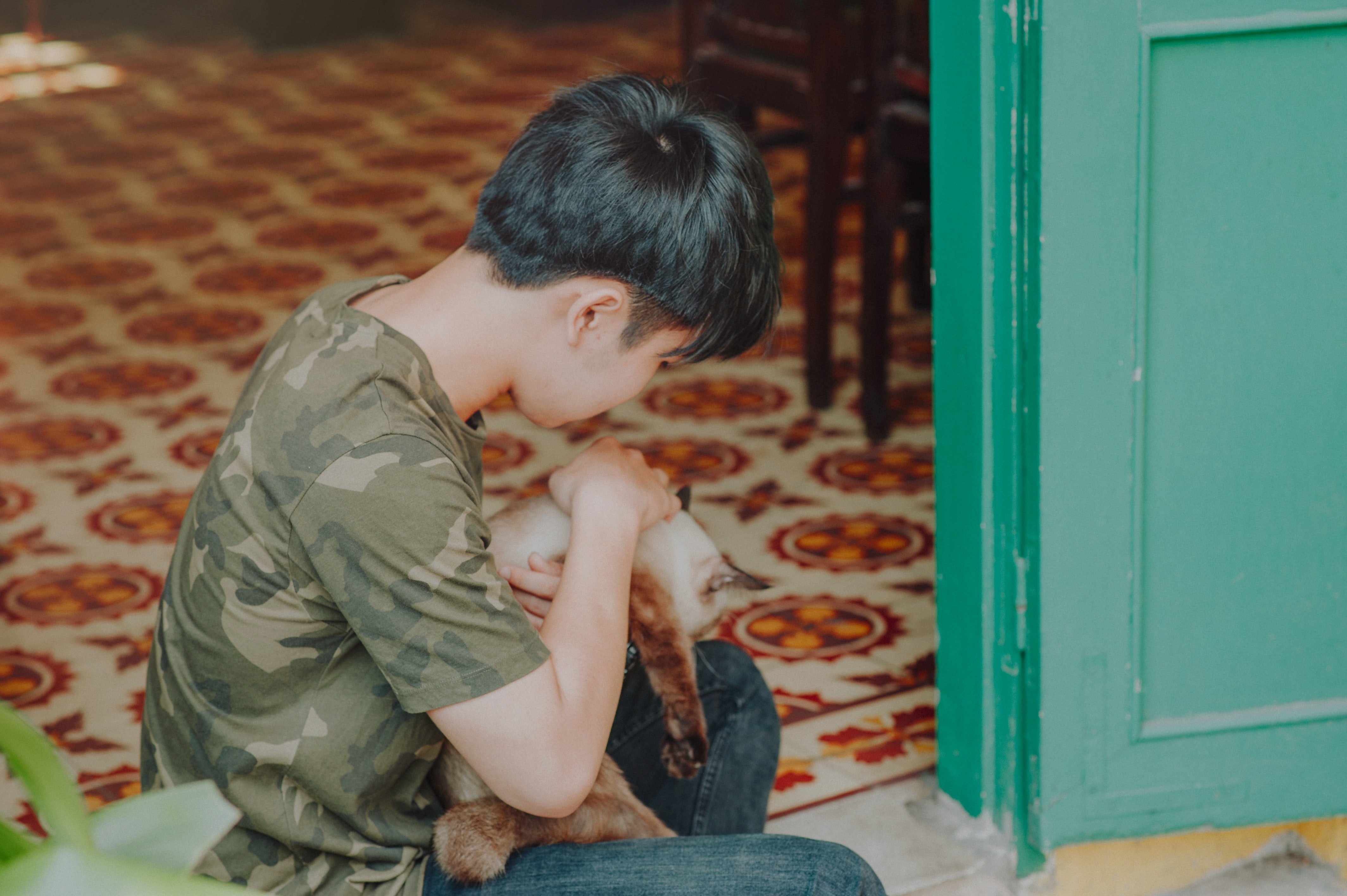 Young boy with a cat. | Source: Pexels