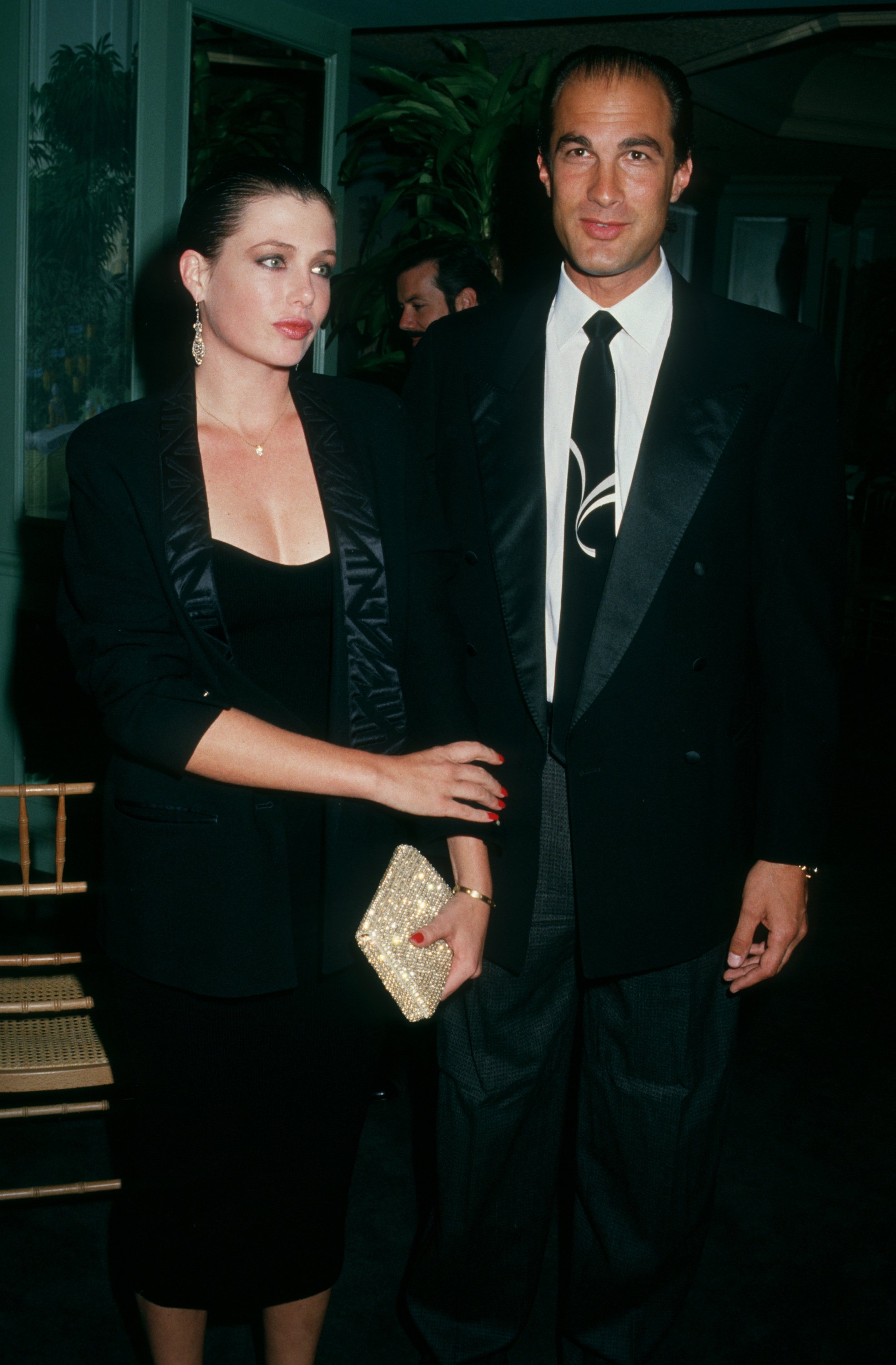 Kelly LeBrock and Steven Seagal attend "Ted Kennedy Painting Dinner Benefiting Very Special Arts' at Jimmy's Restaurant on November 20, 1987 in Beverly Hills, California. / Source: Getty Images
