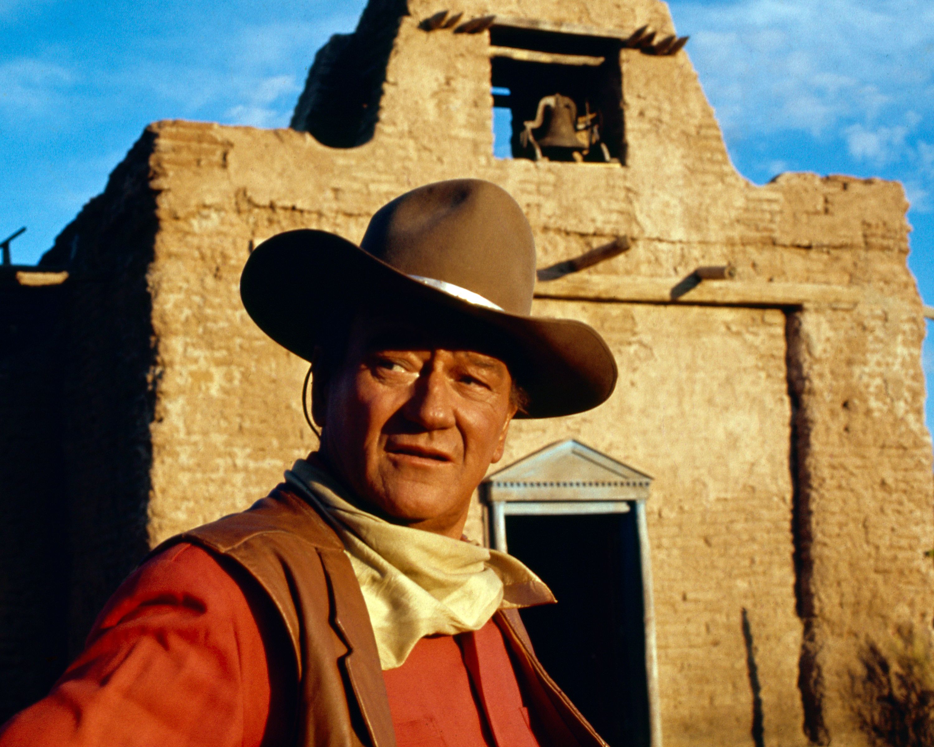 John Wayne as Cole Thorton on the set of "El Dorado," circa 1966. | Source: Getty Images