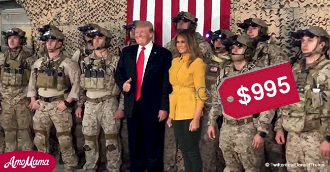 Melania Trump looks casual in jacket paired with combat boots while visiting troops with husband