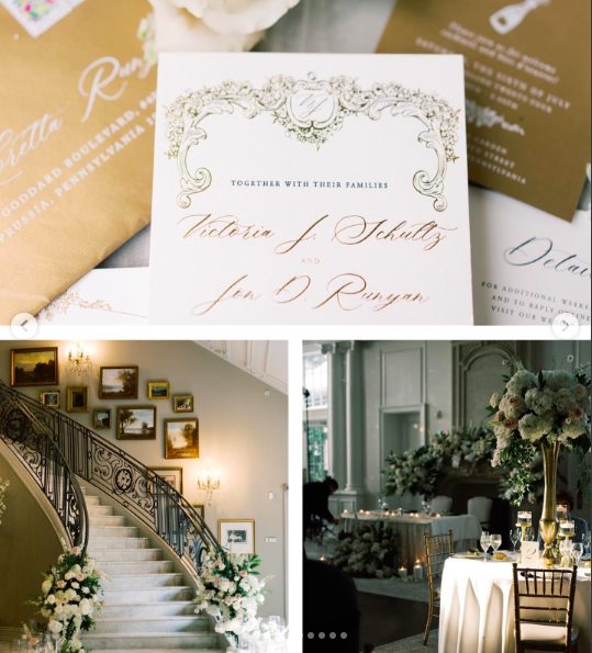 Different rooms and details of the venue where Jon Runyan Jr. and Victoria Schultz got married, posted on August 7, 2024 | Source: Instagram/antpagephoto, classiceventsbylauren and alenkafilms