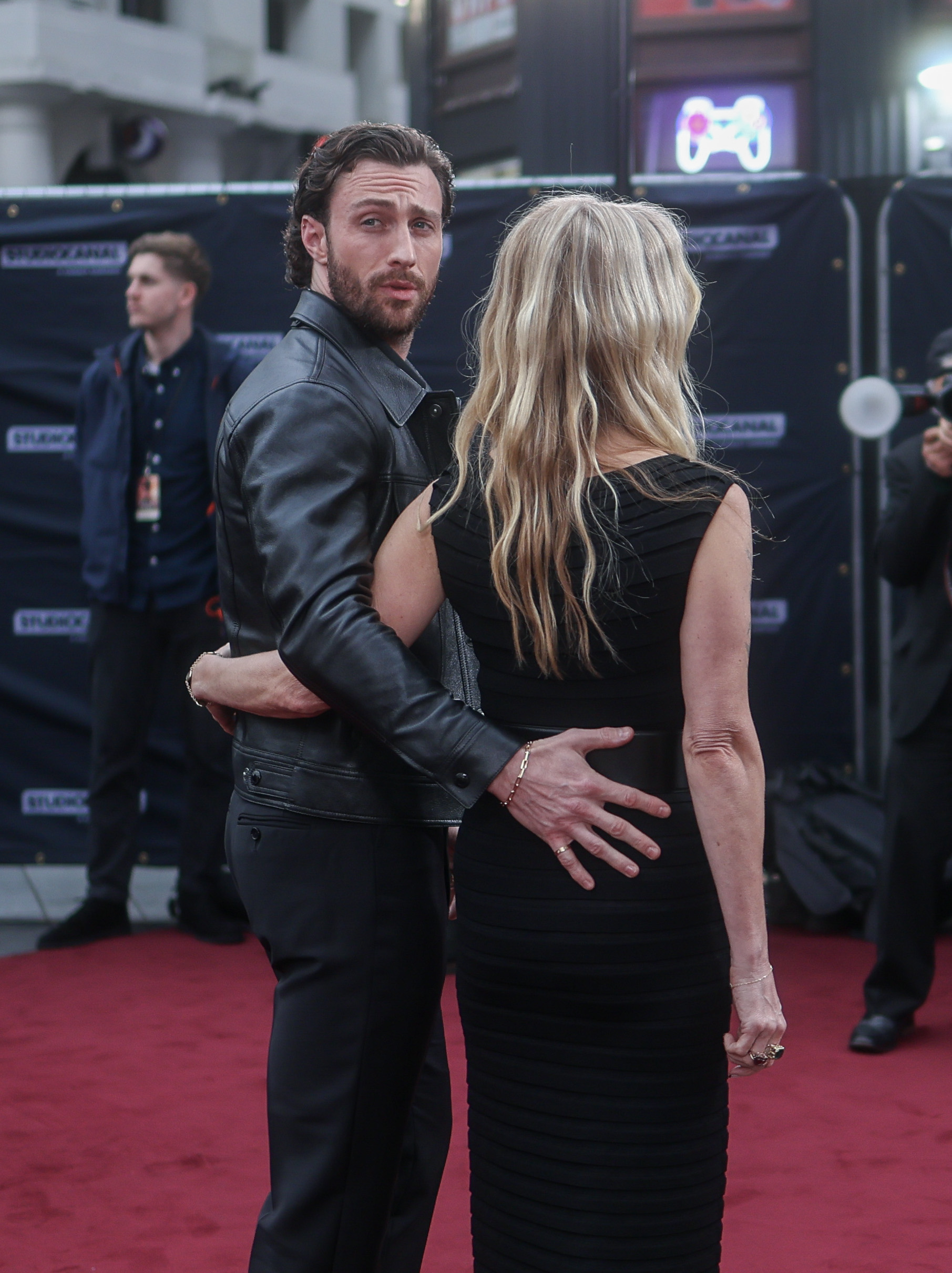 Aaron and Sam Taylor-Johnson at the world premiere of "Back to Black" at the Odeon Luxe Leicester Square on April 8, 2024, in London, England. | Source: Getty Images