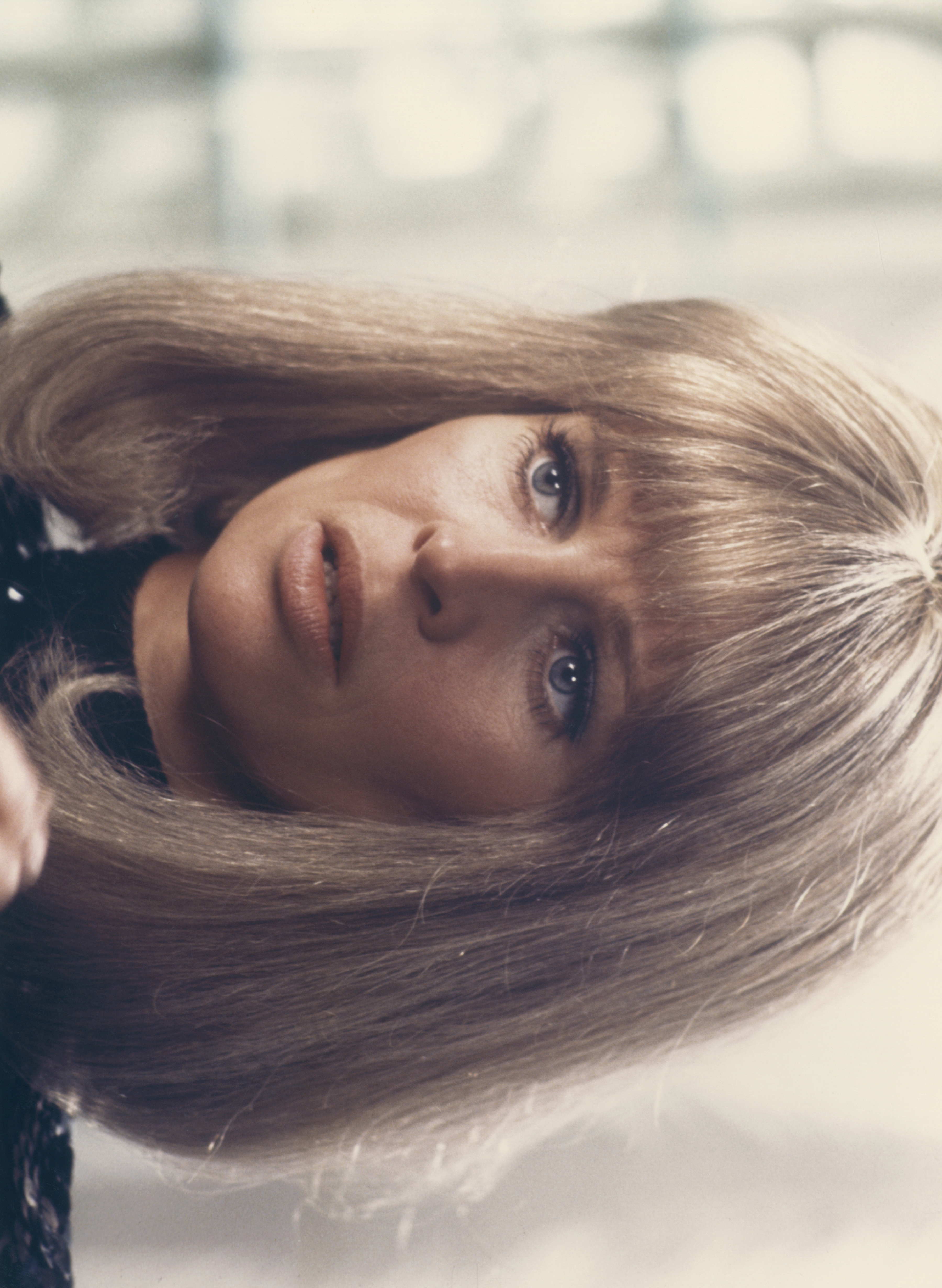 Christie appears in a striking portrait from the 1975 film "Shampoo," her sleek, shoulder-length hair and softly framed bangs embodying the polished glamour of the era. With a thoughtful, slightly guarded expression, Christie captures the emotional complexity that defined her performance in the satirical Hollywood drama, a role that further cemented her reputation as one of cinema’s most compelling and nuanced actresses.