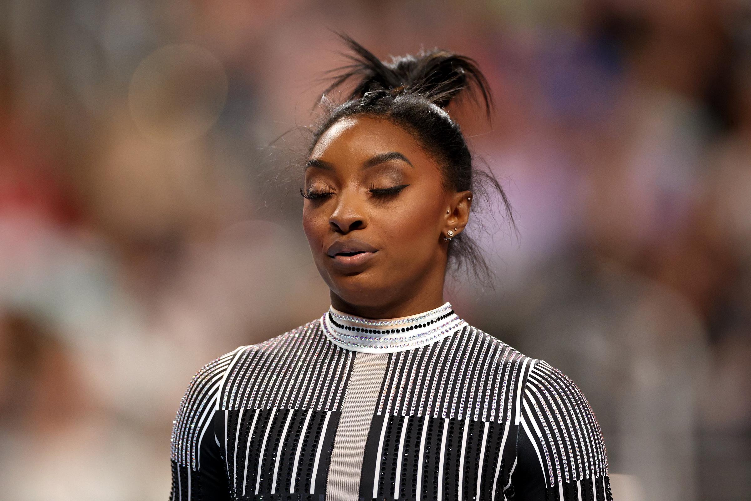 Simone Biles attend the MLB game between the Chicago White Sox and the Cincinnati Reds at Guaranteed Rate Field in Chicago, Illinois on April 13, 2024 | Source: Getty Images