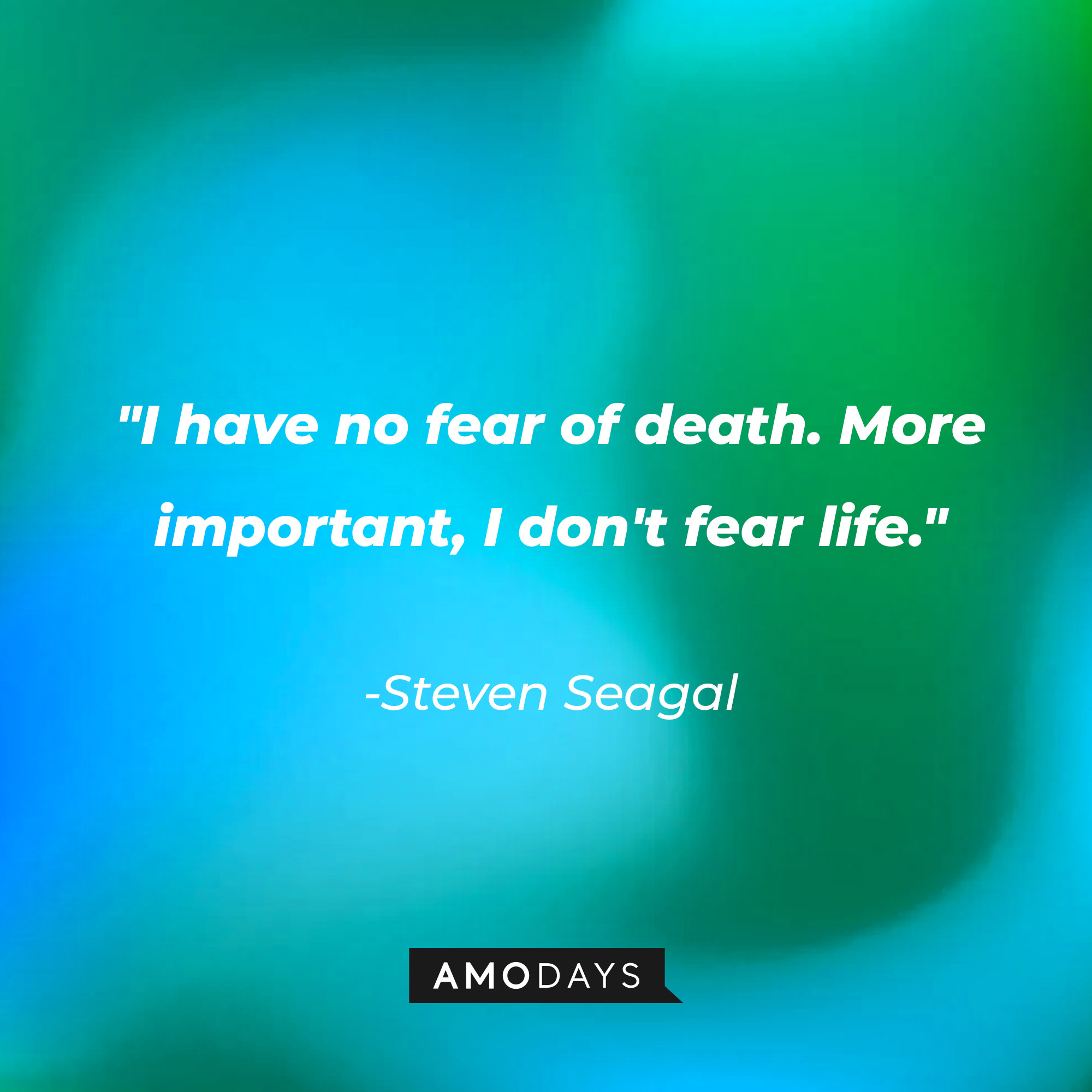 Steven Seagal’s quote: "I have no fear of death. More important, I don't fear life." | Image: AmoDays