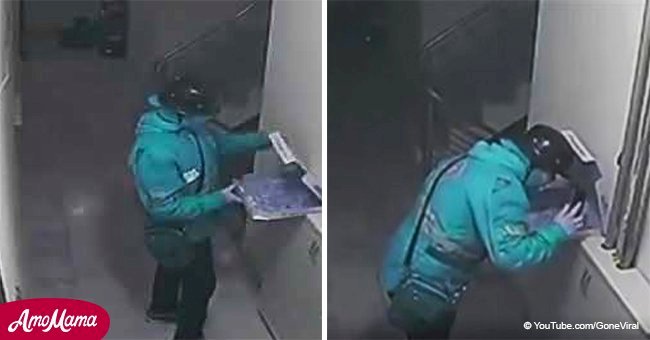 Pizza delivery man learns his fate after being caught spitting on pizza on CCTV camera