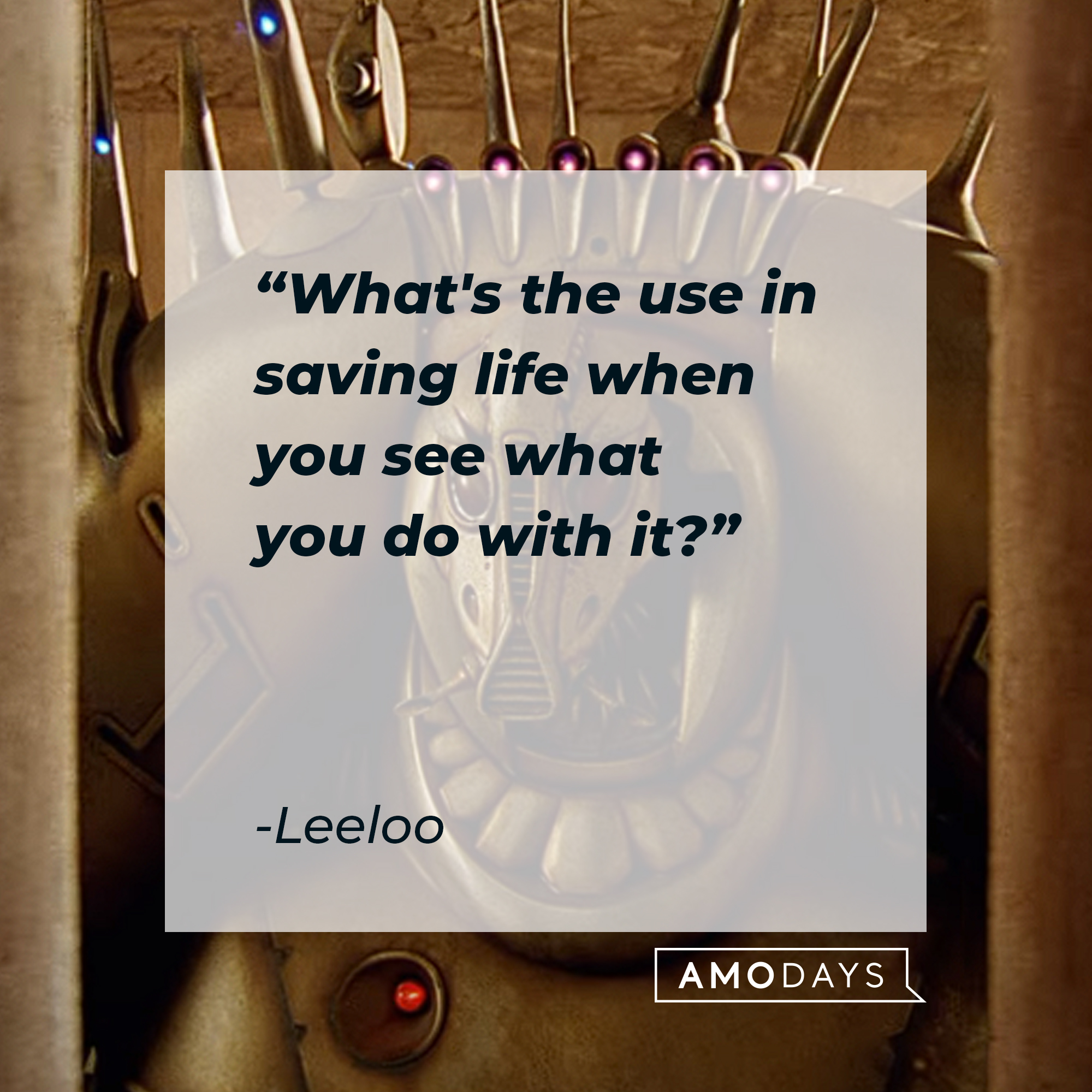 Leeloo's quote: "What's the use in saving life when you see what you do with it?" | Source: youtube.com/sonypictures