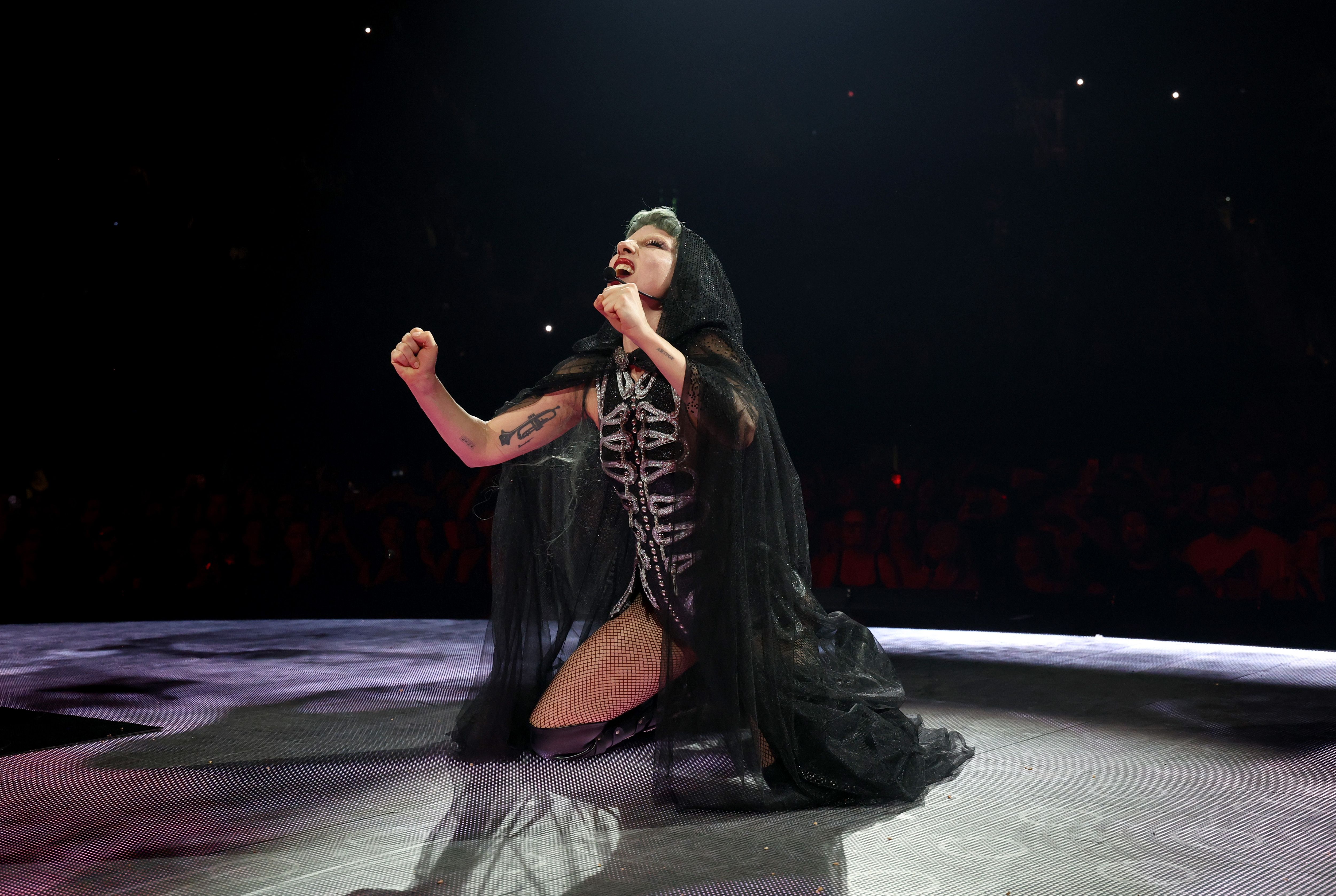 Lady Gaga performing on her first night in Inglewood, during the Mayhem Ball on July 28, 2025. | Source: Getty Images