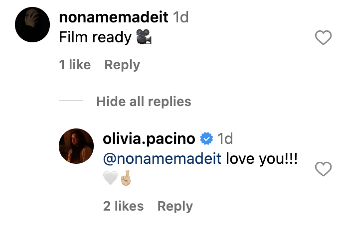 Olivia Pacino's boyfriend comments on her Instagram photo | Source: Instagram.com/olivia.pacino