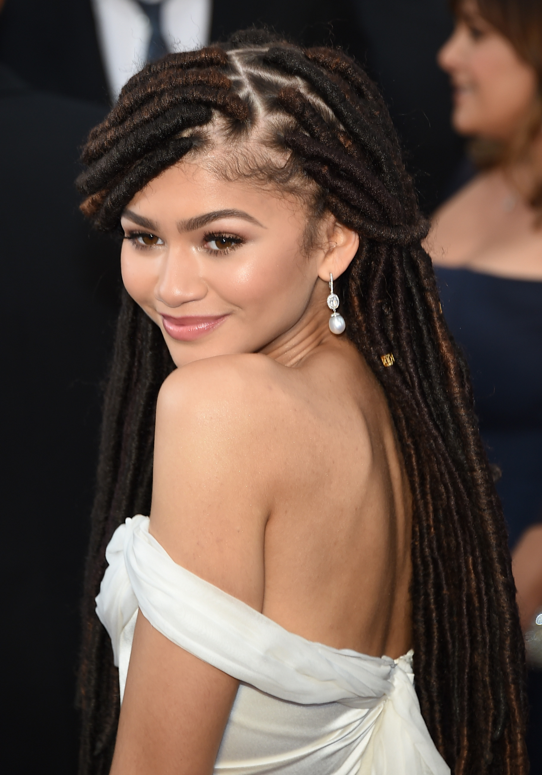 A close-up of Zendaya during arrivals at the 87th Annual Academy Awards | Source: Getty Images