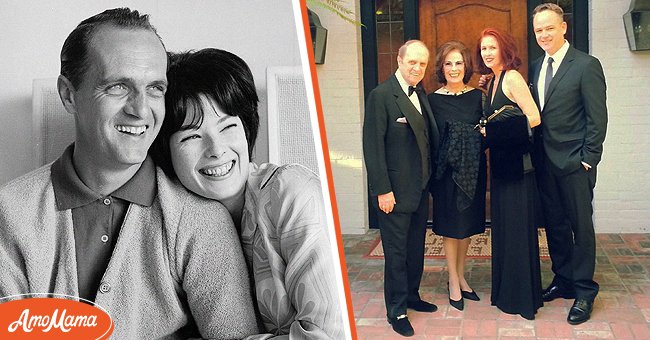 [Left] Picture of Bob Newhart and his wife Ginny; [Right] Picture of Bob Newhart, his wife, Ginny, and their kids, Tim and Jennifer | Source: Getty Images || Facebook.com/Bob Newhart 