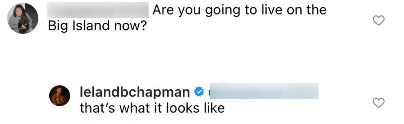 Leland Chapman replying to a fan on Instagram. | Photo: Instagram/lelandbchapman