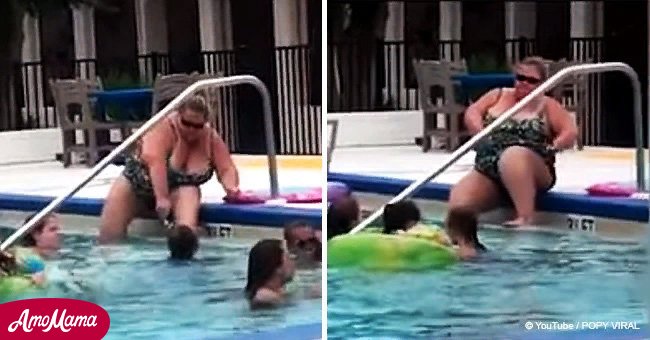 Woman caught shaving her legs in hotel swimming pool full of children