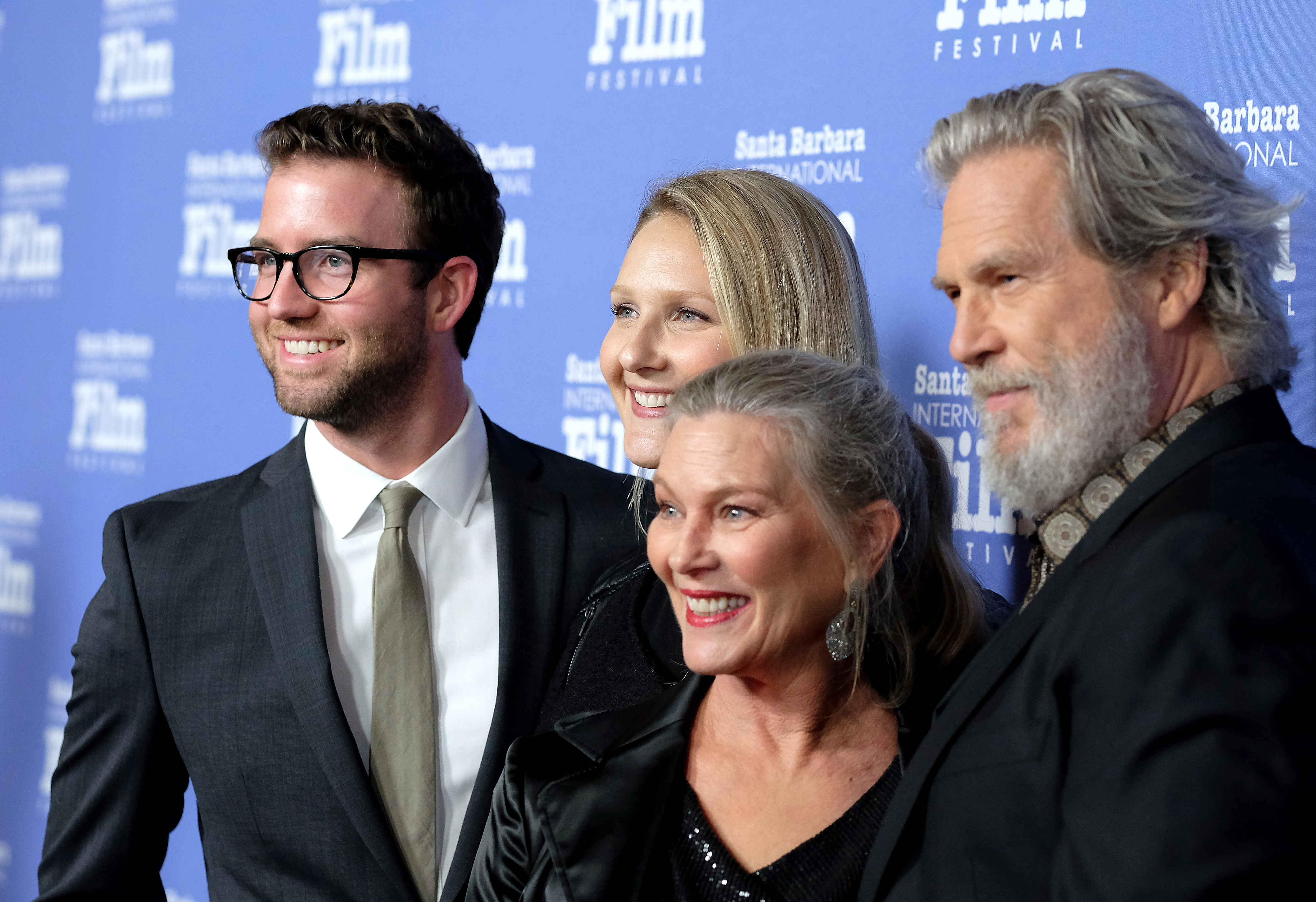 Jeff Bridges (R) and family attend the American Riviera Award honoring him at the Arlington Theatre on February 9, 2017, in Santa Barbara, California. | Source: Getty Images