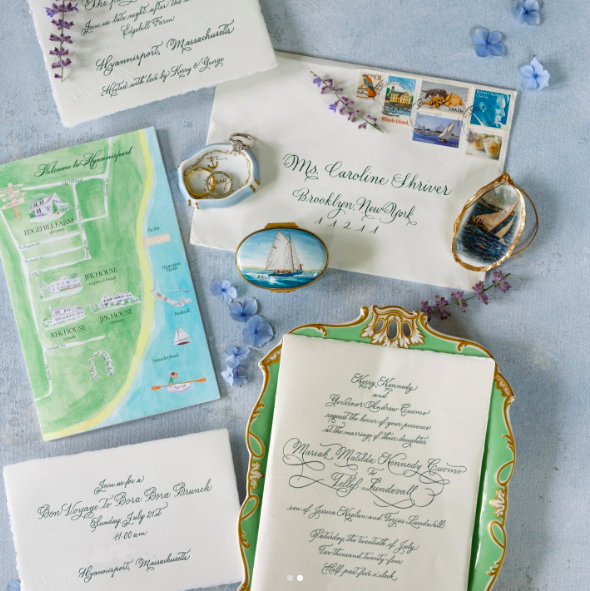 Invitations and maps of the wedding location, posted on July 24, 2024 | Source: Instagram/vogueweddings