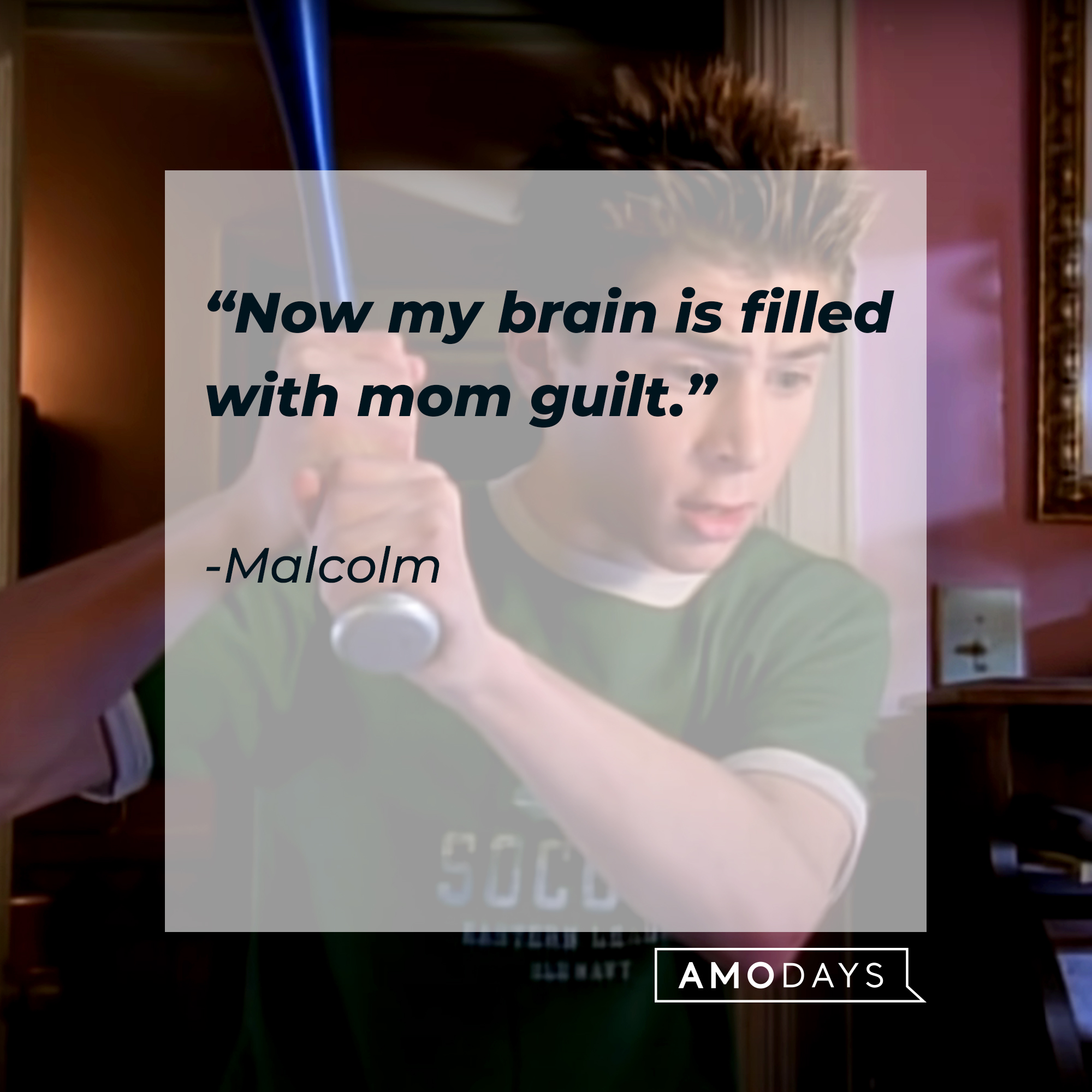 A "Malcolm in the Middle" character with Malcolm's quote: "Now my brain is filled with mom guilt." | Source: YouTube.com/Channel4