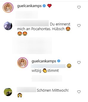 Screenshot des Kommentarbereichs unter dem Foto von Gülcan Kamps | Quelle: Instagram/guelcankamps