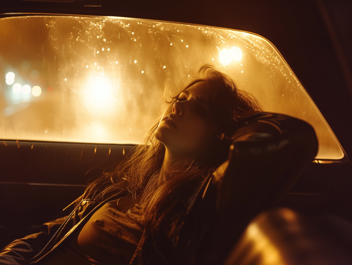 A woman sitting in a taxi | Source: Midjourney