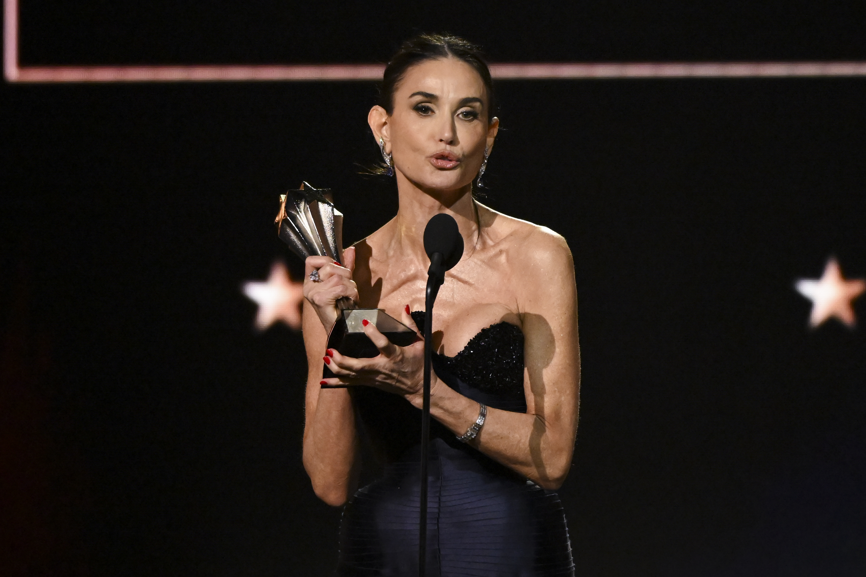 Demi Moore attends the 2025 Critics Choice Awards at Barker Hangar on February 07, 2025, in Santa Monica, California. | Source: Getty Images