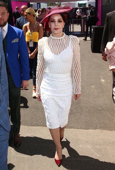 Priscilla Presley arrives at the Kennedy Marquee on Oaks Day at Flemington Racecourse on November 9, 2017 in Melbourne, Australia. | Source: Getty Images.