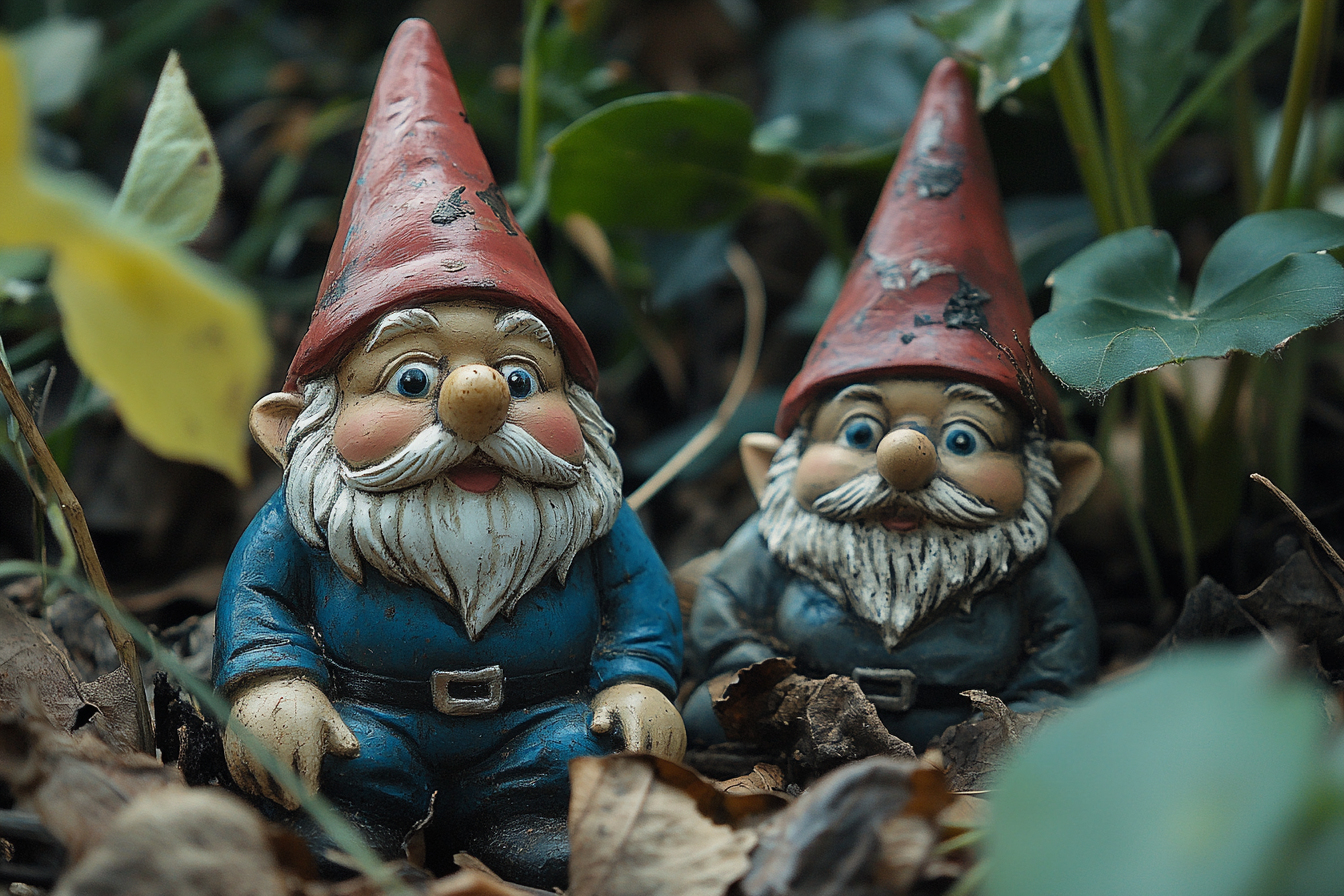 Two gnomes in a garden | Source: Midjourney