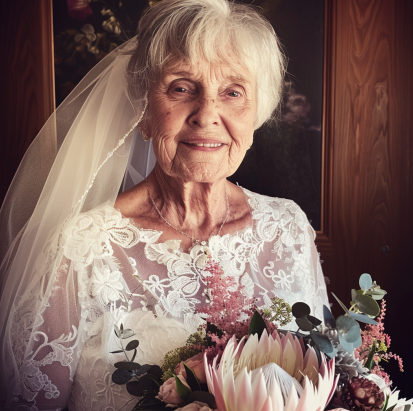 An older woman in a wedding dress | Source: Midjourney