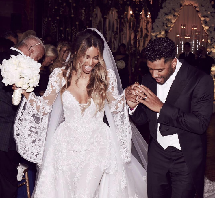 Ciara and Russell Wilson during their wedding on July 6, 2016 | Source: Instagram/dangerusswilson
