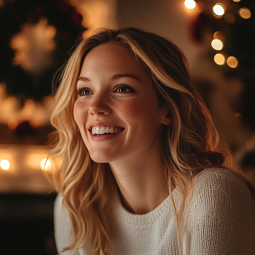 A cheerful woman smiling | Source: Midjourney