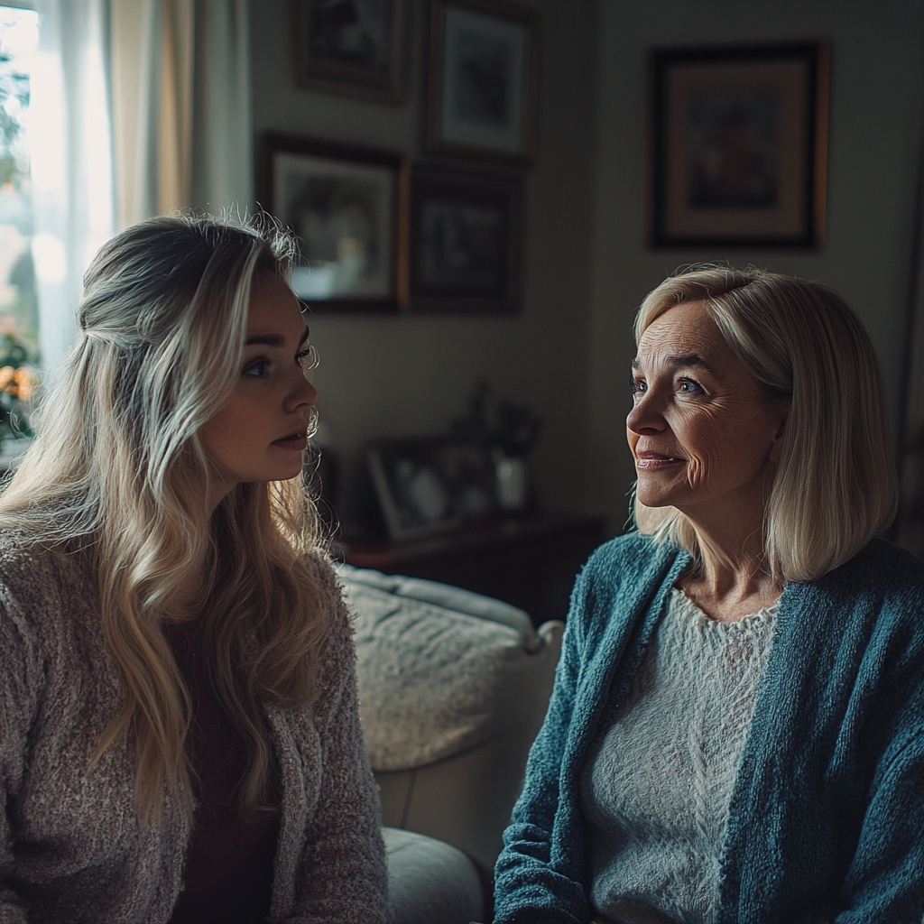 Rachel talking to her mother-in-law | Source: Midjourney