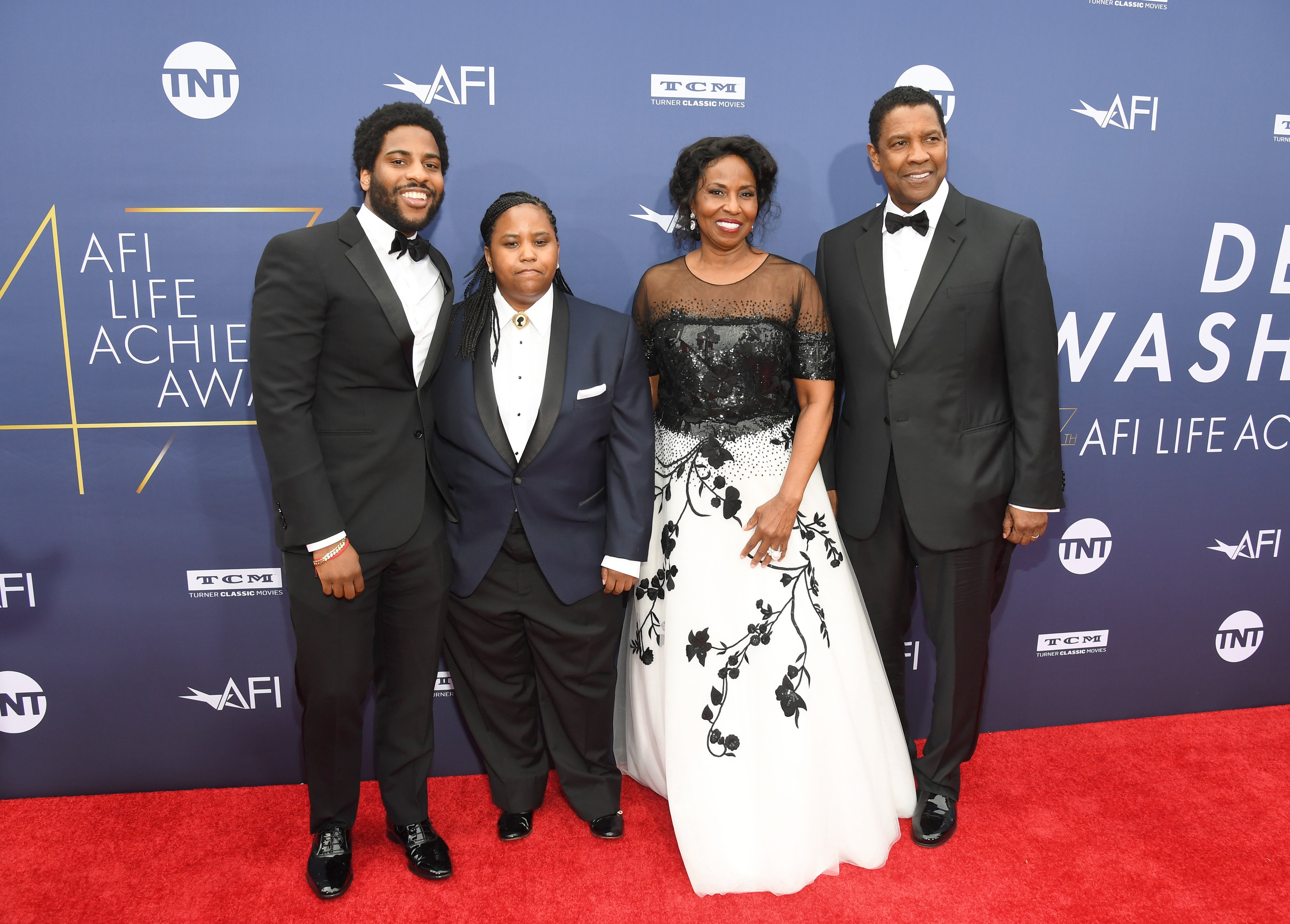 Denzel Washington is accompanied by his wife Pauletta Washington, their son Malcolm and daughter, Katia when he was honored with the 47th American Film Institute's Lifetime Achievement Award in Hollywood on June 6, 2019. | Photo: Getty Images