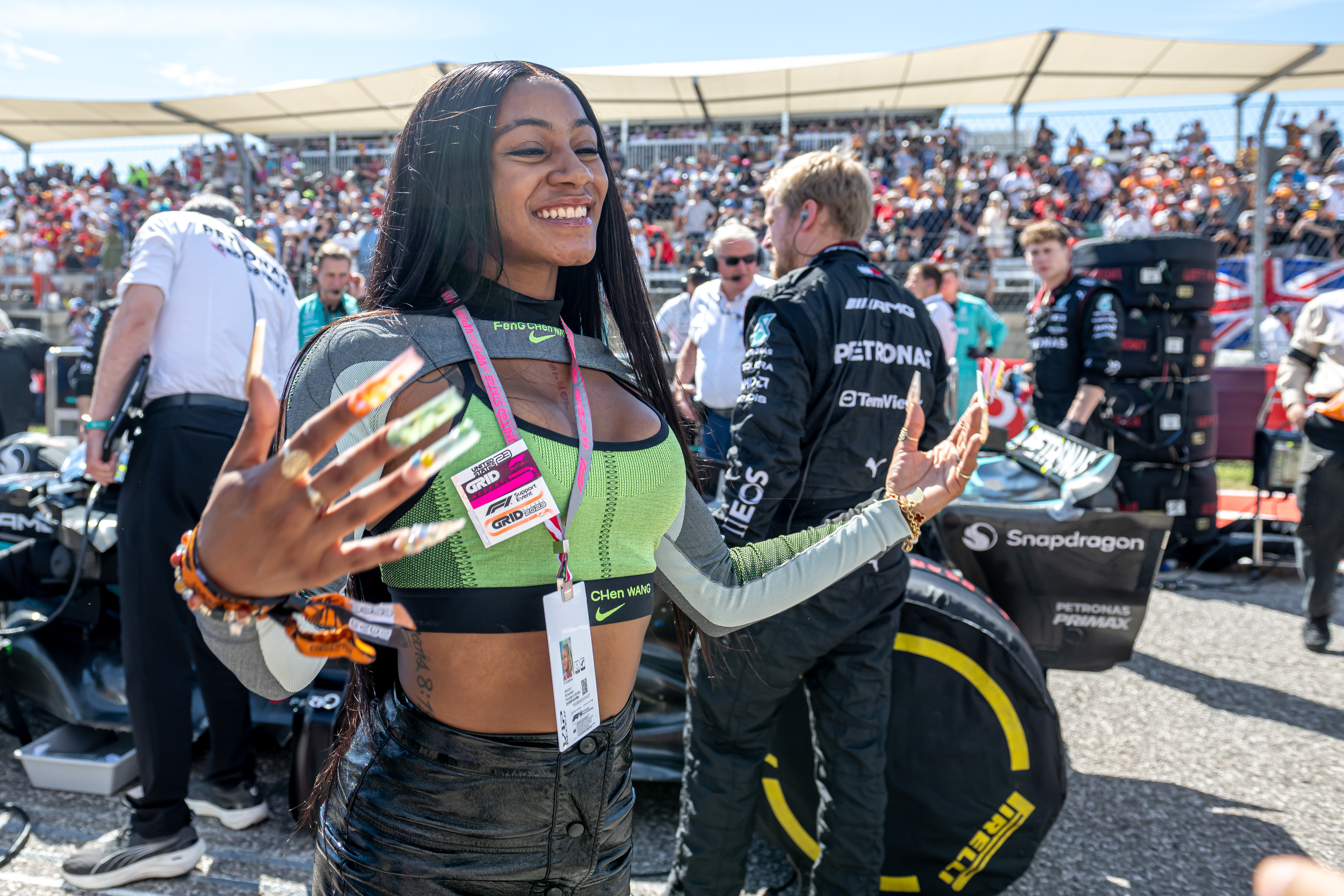 ShaCarri Richardson attend the F1 Grand Prix of United States at Circuit of The Americas on October 22, 2023, in Austin, Texas. | Source: Getty Images