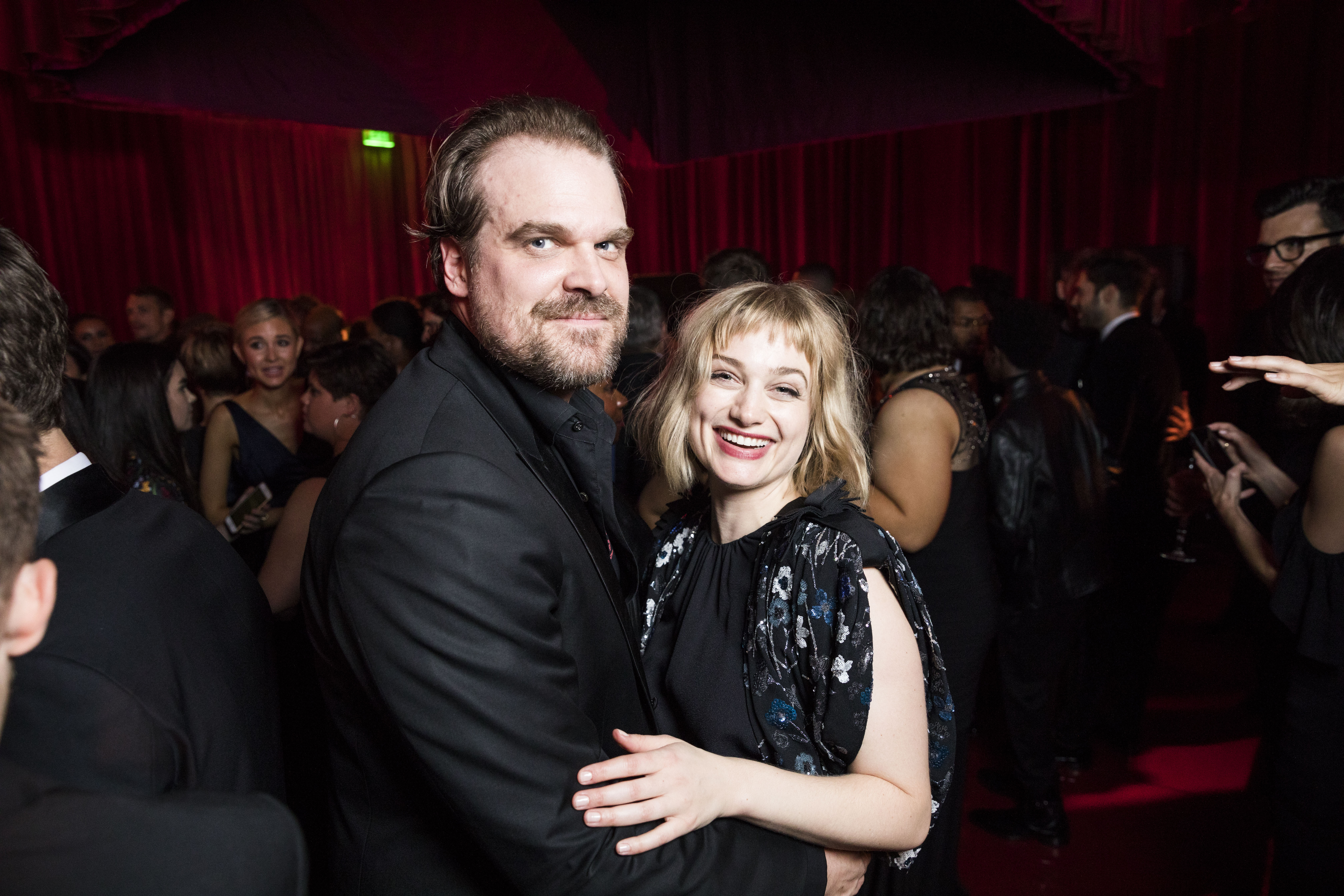 Alison Sudol and David Harbour at the Netflix Golden Globes afterparty on January 7, 2018 | Source: Getty Images