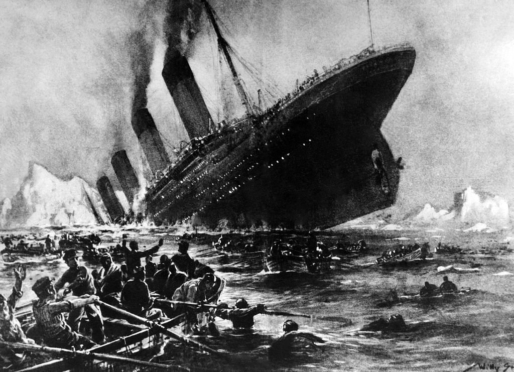 Am unnamed artist's impression of the Titanic shipwreck off the Nova-Scotia coasts, during its maiden voyage. | Source: Getty Images