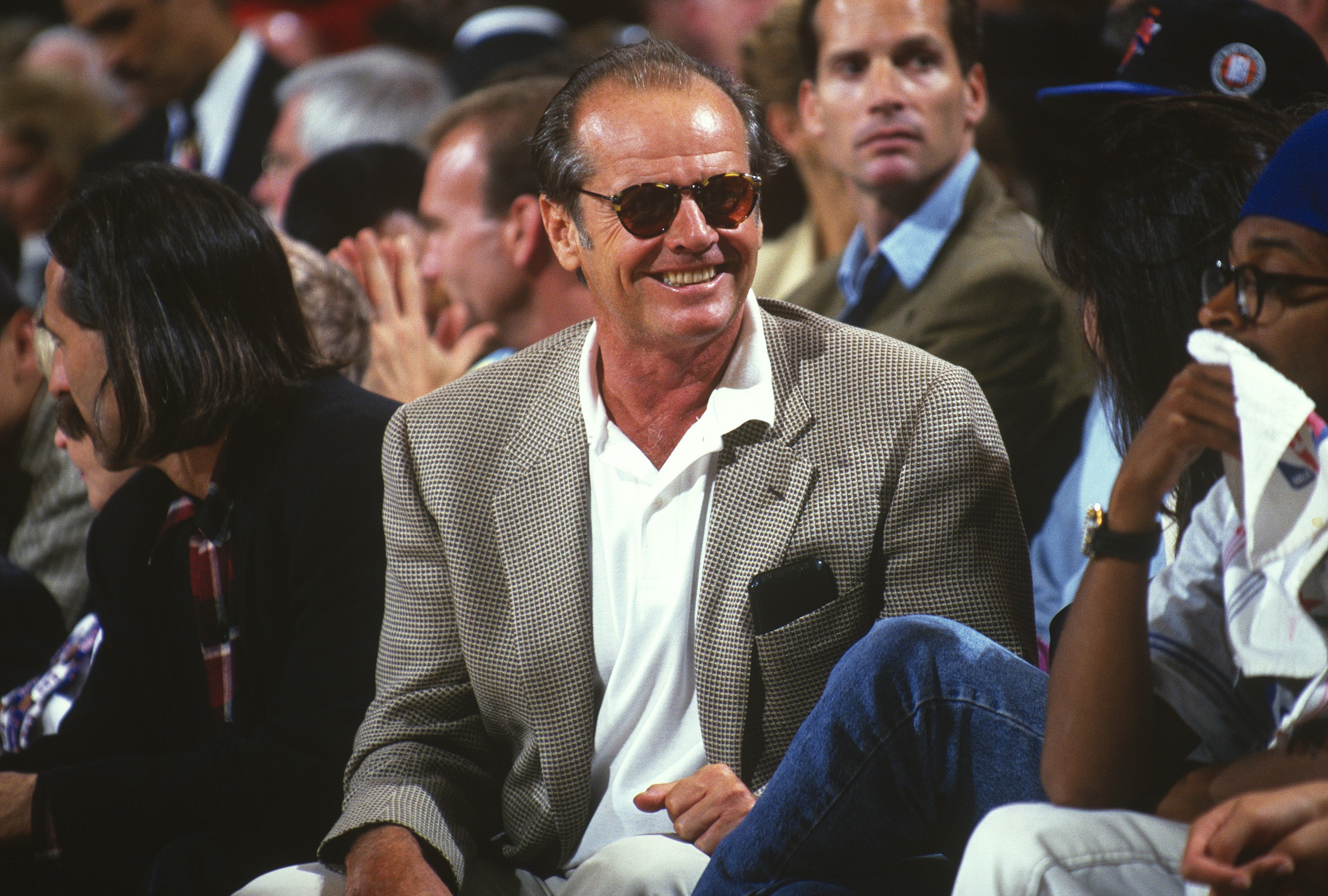 Jack Nicholson looks on during the 1994 NBA Finals between the Houston Rockets and the New York Knicks at Madison Square Garden in the Manhattan Borough of New York City circa 1994. | Source: Getty Images.