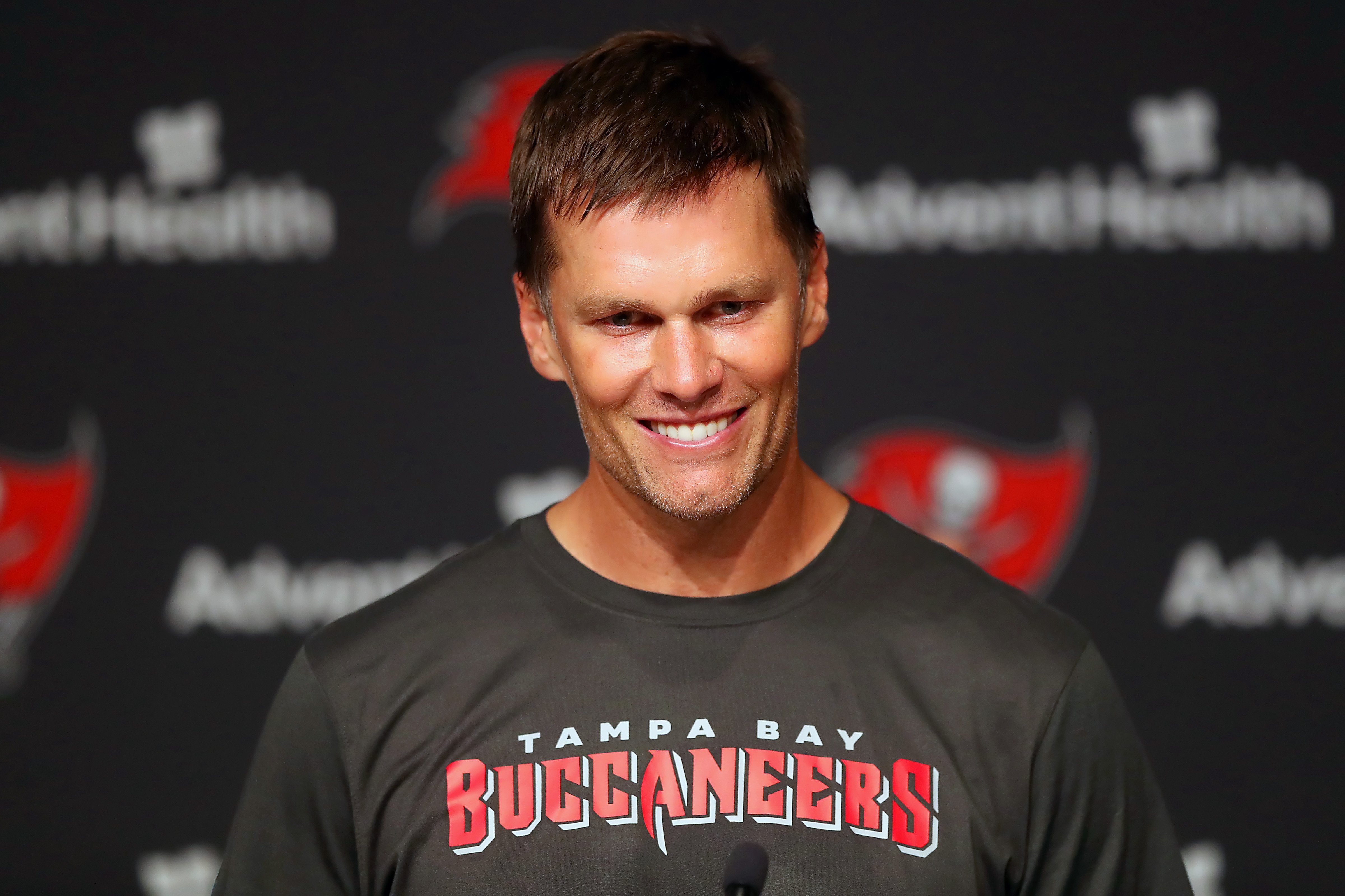 Tom Brady speaks to the media after the Tampa Bay Buccaneers Minicamp on June 09, 2022 Tampa, Florida. | Source: Getty Images