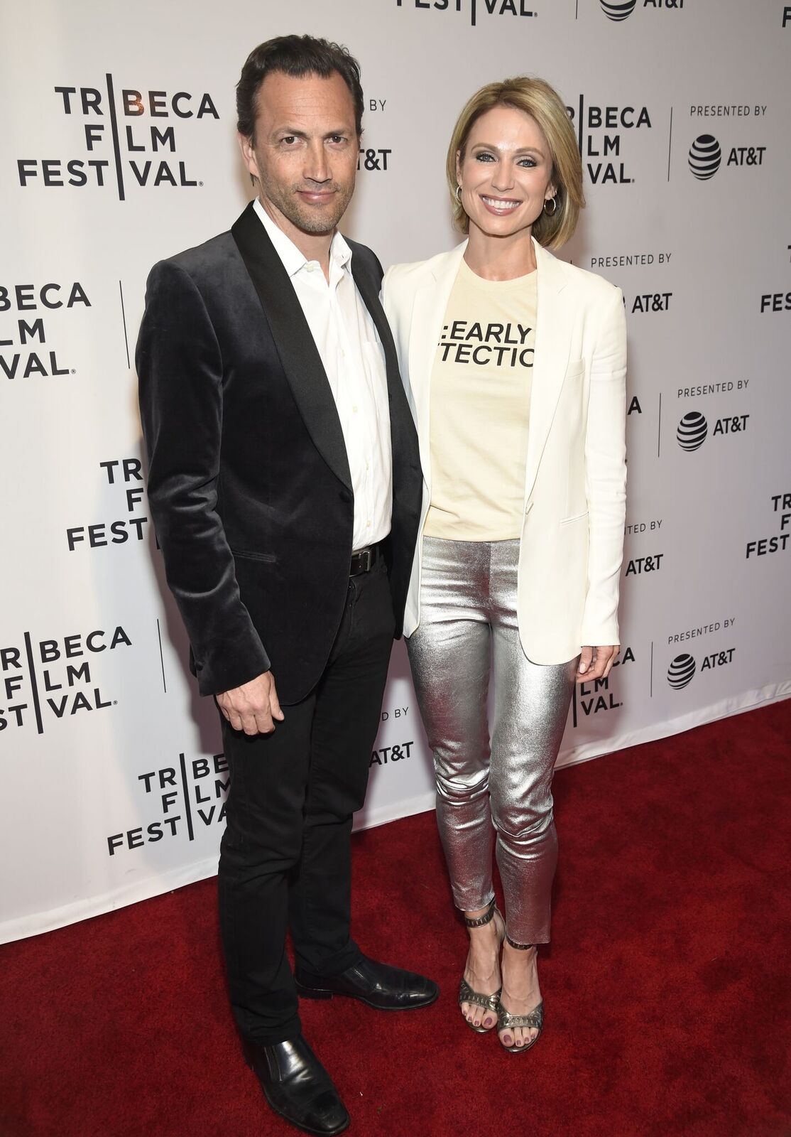 Andrew Shue and Amy Robach at the HBO Documentary Film "RX: Early Detection A Cancer Journey With Sandra Lee" at the Tribeca Film Festival  in 2018 | Source: Getty Images 