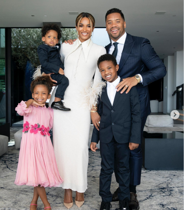 Ciara and Russell Wilson with their family dressed elegantly in their home on February 16, 2022 | Source: Instagram/ciara