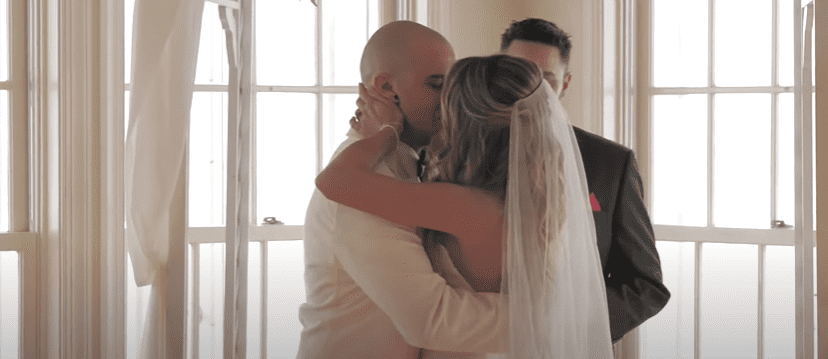 Photo of Valentine’s Day couple, Lacey and Tyler, during their wedding | Photo: Youtube / 9news